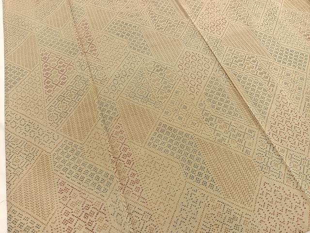 平和屋着物▽本場大島紬　単衣　檜垣文様　正絹　逸品　BAAX2559hv