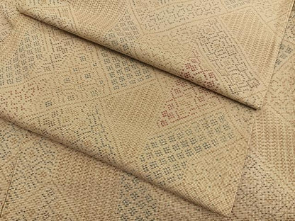 平和屋着物▽本場大島紬　単衣　檜垣文様　正絹　逸品　BAAX2559hv