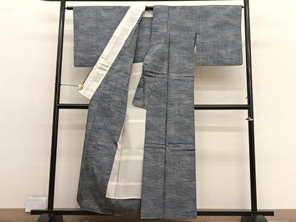 平和屋着物▽上質な紬　単衣　霞文　正絹　逸品　BAAX2562hv