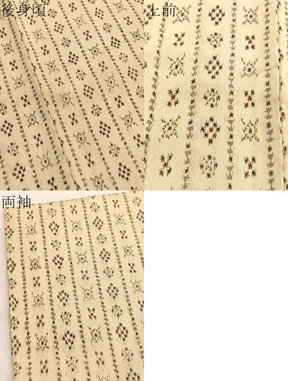 平和屋着物▽上質なお召　単衣　幾何学間道　正絹　逸品　BAAX2563hv