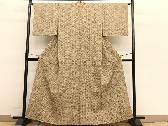 平和屋着物▽上質な紬　単衣　蜀江文様　正絹　逸品　BAAX2569hv