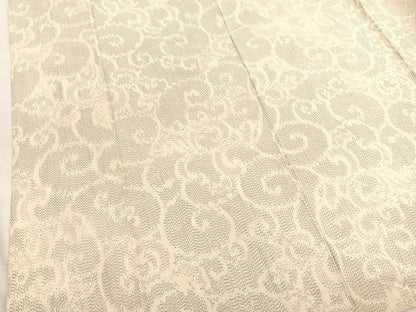 平和屋着物▽上質な紬　単衣　唐草文　正絹　逸品　BAAX2566hv