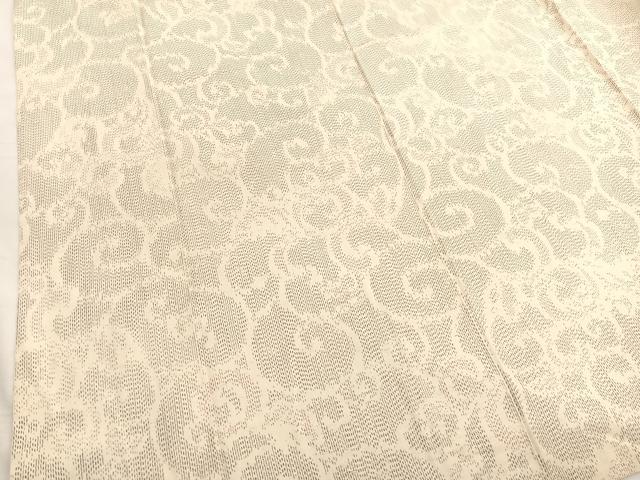 平和屋着物▽上質な紬　単衣　唐草文　正絹　逸品　BAAX2566hv