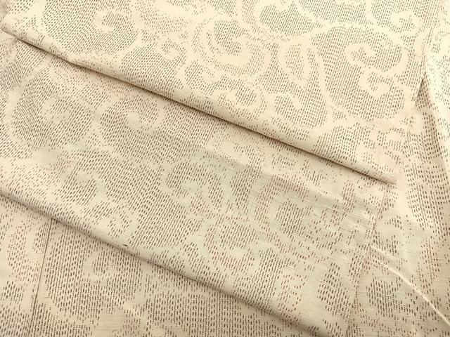 平和屋着物▽上質な紬　単衣　唐草文　正絹　逸品　BAAX2566hv