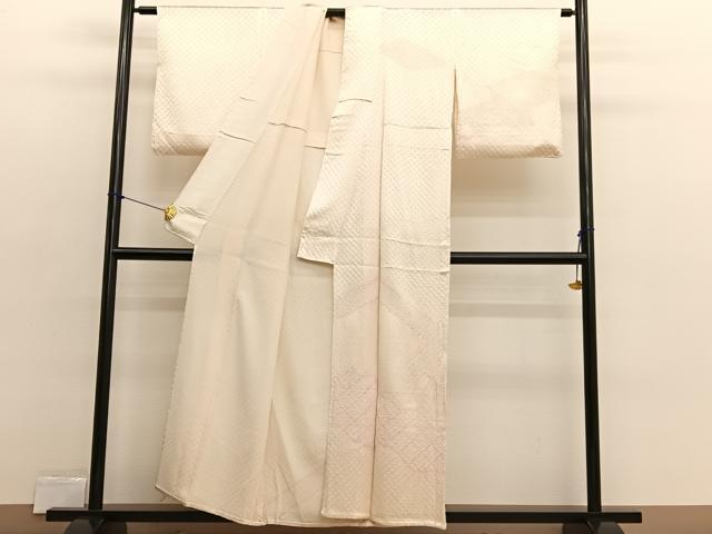 平和屋着物▽訪問着　単衣　絞り　松皮菱　正絹　逸品　BAAX2571hv