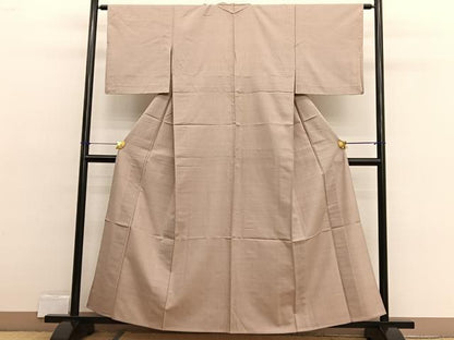 平和屋着物▽結城紬　奥順　はたおり娘　単衣　香色　草木染　証紙付き　正絹　逸品　BAAX2573hv