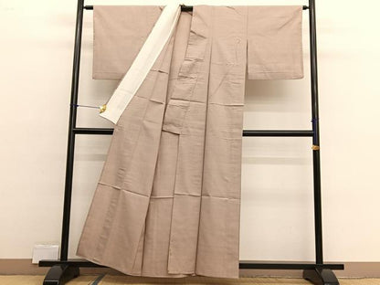 平和屋着物▽結城紬　奥順　はたおり娘　単衣　香色　草木染　証紙付き　正絹　逸品　BAAX2573hv