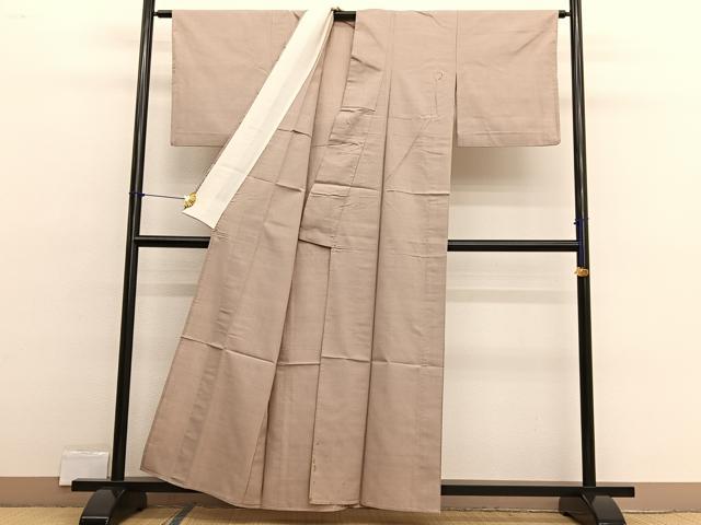 平和屋着物▽結城紬　奥順　はたおり娘　単衣　香色　草木染　証紙付き　正絹　逸品　BAAX2573hv