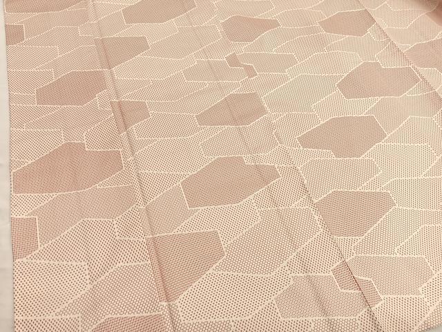 平和屋着物▽上質な紬　単衣　幾何学文様　正絹　逸品　BAAX2575hv