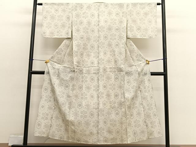 平和屋着物▽小紋　単衣　亀甲花文　BAAX2576hv