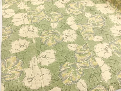 平和屋着物▽上質な紬　単衣　草花文　正絹　逸品　BAAX2577hv