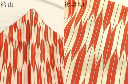 平和屋着物▽上質なお召　単衣　矢絣　正絹　逸品　BAAX2581hv
