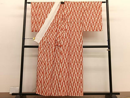 平和屋着物▽上質なお召　単衣　矢絣　正絹　逸品　BAAX2581hv