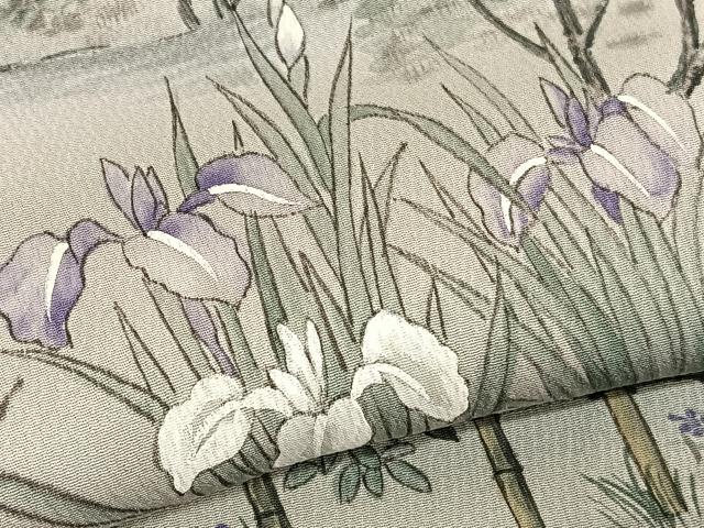 平和屋着物▽訪問着　単衣　作家物　手描き　金閣寺　暈し染め　正絹　逸品　BAAX2582hv