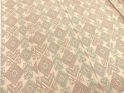 平和屋着物▽本塩沢　単衣　菱文様　正絹　逸品　BAAX2583hv