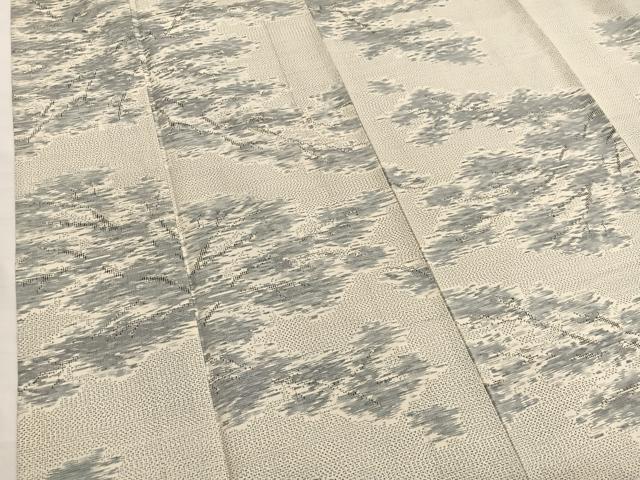 平和屋着物▽上質な紬　単衣　樹木文　正絹　逸品　BAAX2586hv