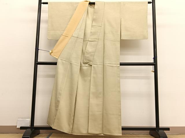 平和屋着物▽上質な色無地　単衣　流水地紋　蒸栗色　正絹　逸品　BAAX2588hv