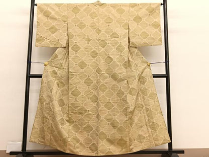 平和屋着物▽上質な紬　単衣　蜀江文　正絹　逸品　BAAX2590hv