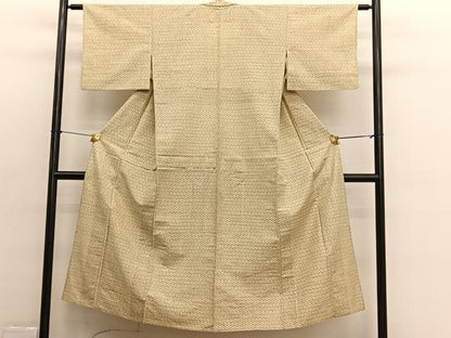 平和屋着物▽上質な紬　単衣　亀甲文　正絹　逸品　BAAX2591hv
