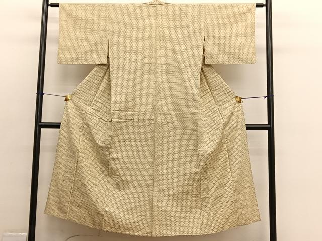 平和屋着物▽上質な紬　単衣　亀甲文　正絹　逸品　BAAX2591hv
