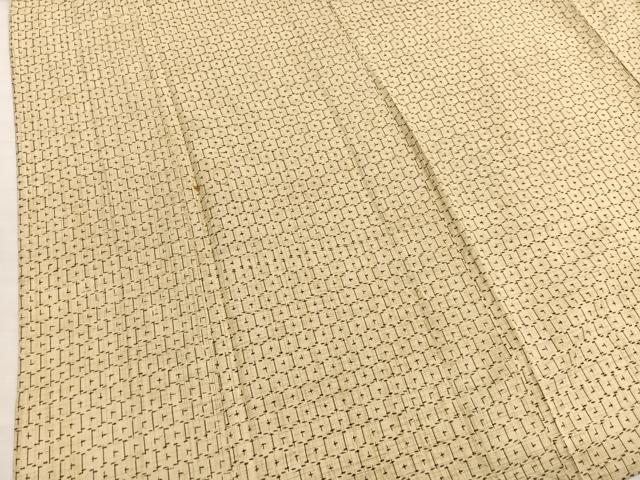 平和屋着物▽上質な紬　単衣　亀甲文　正絹　逸品　BAAX2591hv