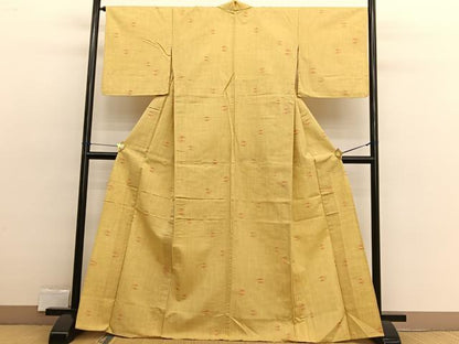 平和屋着物▽上質な紬　単衣　琉球絣文様　正絹　逸品　BAAX2595hv
