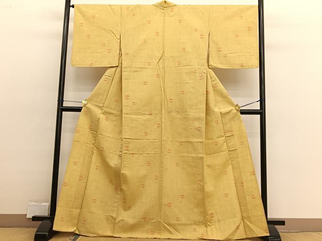 平和屋着物▽上質な紬　単衣　琉球絣文様　正絹　逸品　BAAX2595hv