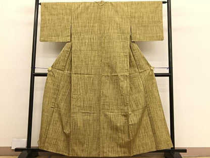 平和屋着物▽上質な紬　単衣　絣文様　正絹　逸品　BAAX2599hv