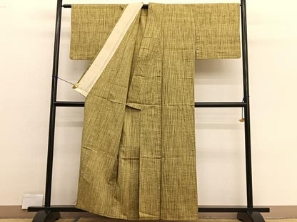 平和屋着物▽上質な紬　単衣　絣文様　正絹　逸品　BAAX2599hv