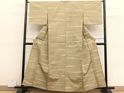平和屋着物▽ぜんまい紬　単衣　霞文　正絹　逸品　BAAX2607hv