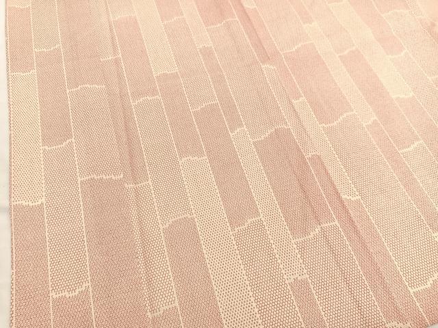 平和屋着物▽本塩沢　単衣　110亀甲　竹　正絹　逸品　未使用　BAAX2608hv