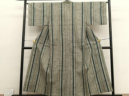 平和屋着物▽上質な紬　単衣　間道　正絹　逸品　BAAX2609hv