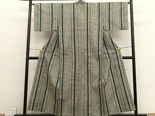 平和屋着物▽上質な紬　単衣　間道　正絹　逸品　BAAX2609hv
