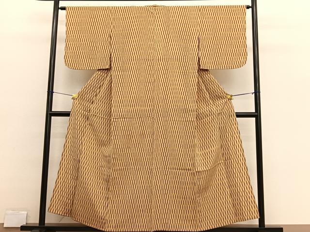 平和屋着物▽上質なお召　単衣　矢絣　正絹　逸品　BAAX2611hv