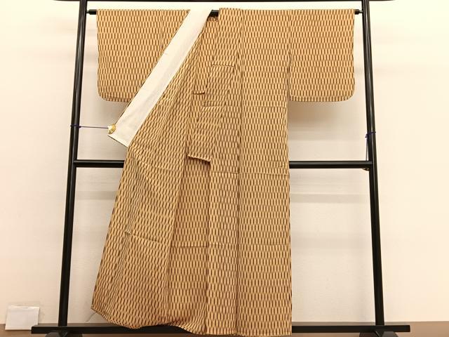 平和屋着物▽上質なお召　単衣　矢絣　正絹　逸品　BAAX2611hv