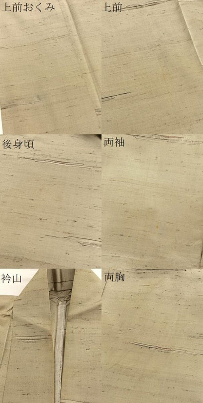 平和屋着物▽上質な紬　単衣　横段文　正絹　逸品　BAAX2612hv