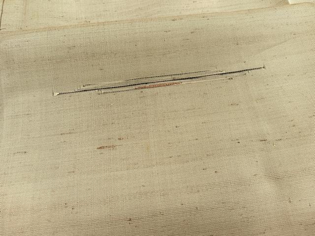 平和屋着物▽上質な紬　単衣　横段文　正絹　逸品　BAAX2612hv