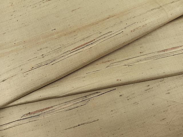 平和屋着物▽上質な紬　単衣　横段文　正絹　逸品　BAAX2612hv