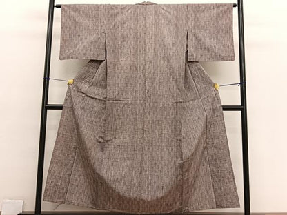 平和屋着物▽上質な紬　単衣　よろけ縞　正絹　逸品　BAAX2616hv