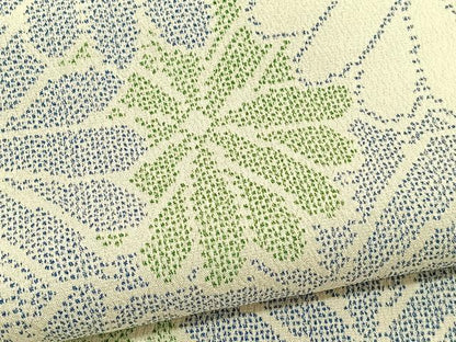 平和屋着物▽上質なお召　単衣　花づくし　正絹　逸品　BAAX2618hv