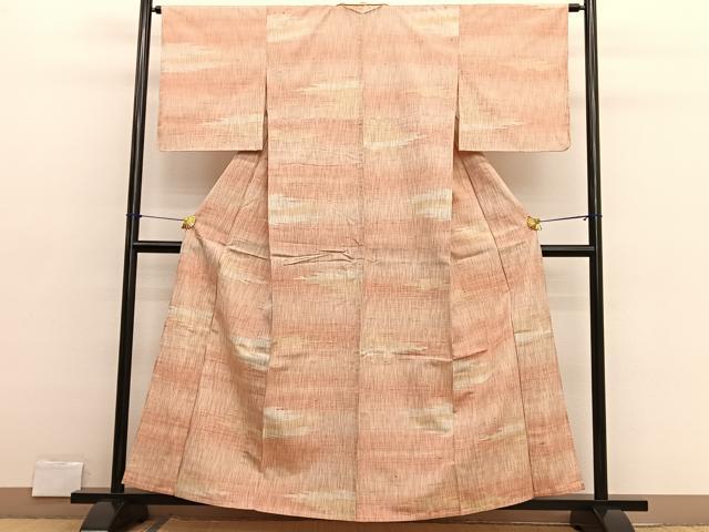 平和屋着物▽上質な紬 　単衣　 霞文　正絹　逸品　未使用　BAAX2619hv