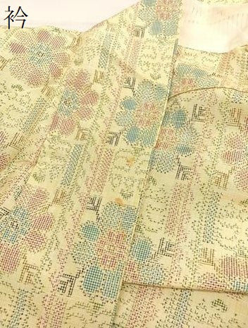 平和屋着物▽上質な紬　単衣　花間道　正絹　逸品　BAAX2620hv