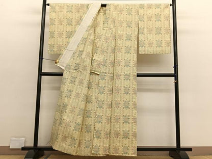 平和屋着物▽上質な紬　単衣　花間道　正絹　逸品　BAAX2620hv