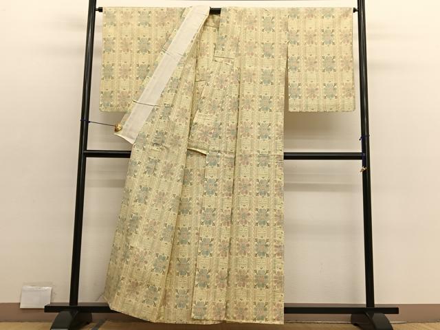 平和屋着物▽上質な紬　単衣　花間道　正絹　逸品　BAAX2620hv