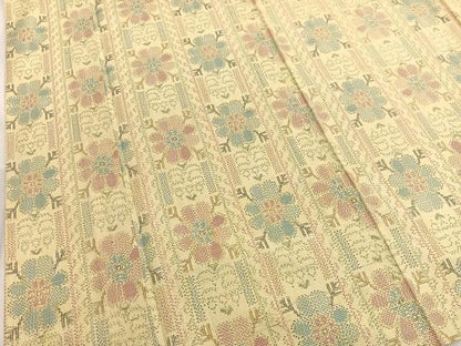 平和屋着物▽上質な紬　単衣　花間道　正絹　逸品　BAAX2620hv