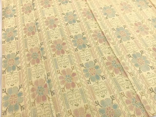 平和屋着物▽上質な紬　単衣　花間道　正絹　逸品　BAAX2620hv