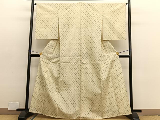 平和屋着物▽上質な紬　単衣　間道　正絹　逸品　BAAX2621hv