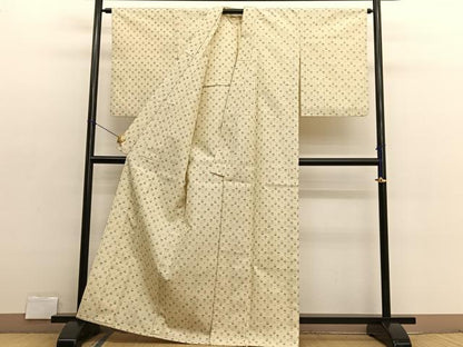 平和屋着物▽上質な紬　単衣　間道　正絹　逸品　BAAX2621hv