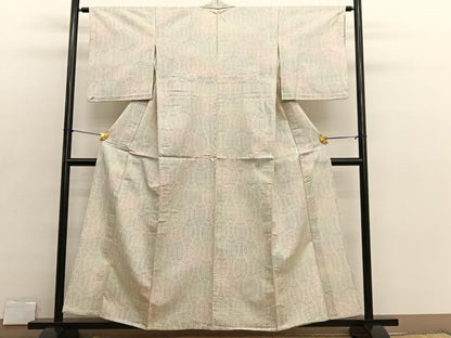 平和屋着物▽上質な紬　単衣　立涌亀甲文　正絹　逸品　BAAX2624hv