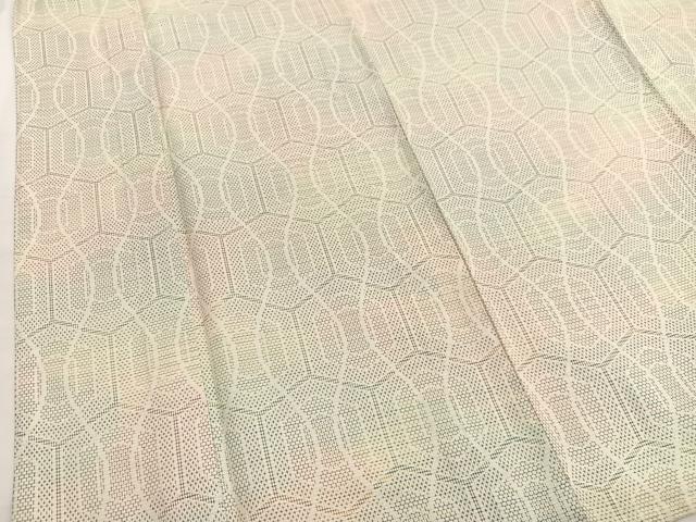 平和屋着物▽上質な紬　単衣　立涌亀甲文　正絹　逸品　BAAX2624hv